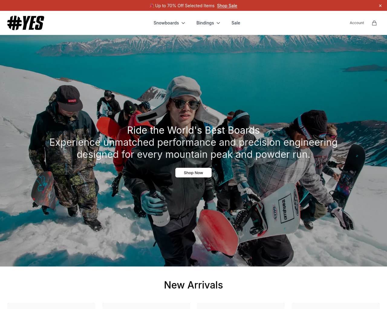 Screenshot of shopyessnowboards.shop