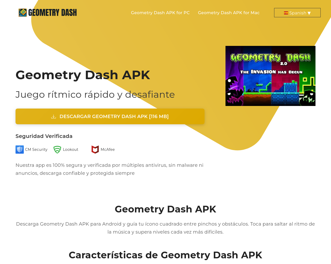Screenshot von geometrydashapps.com