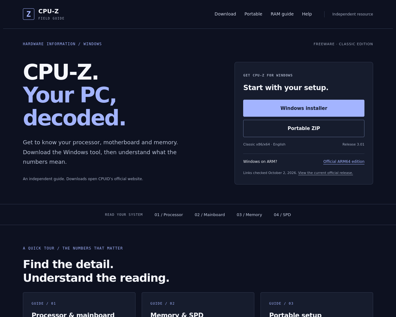 Снимок экрана cpuid.site