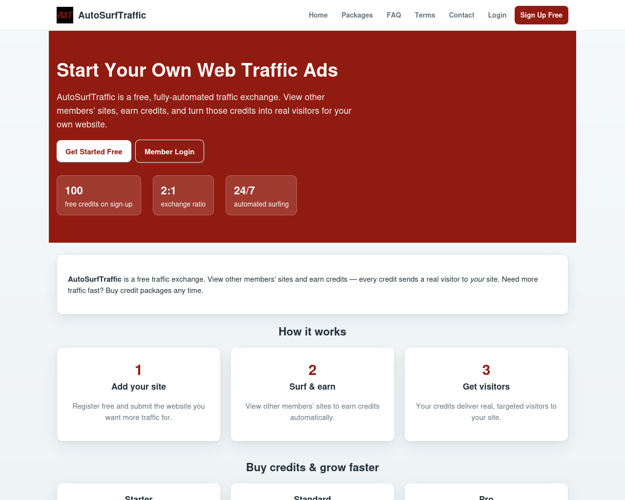 Screenshot of autosurftraffic.net