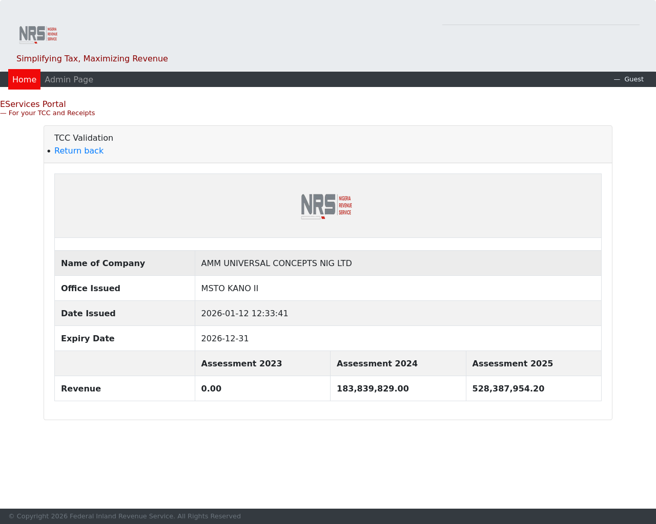 Screenshot of utility.nrs.com.ng