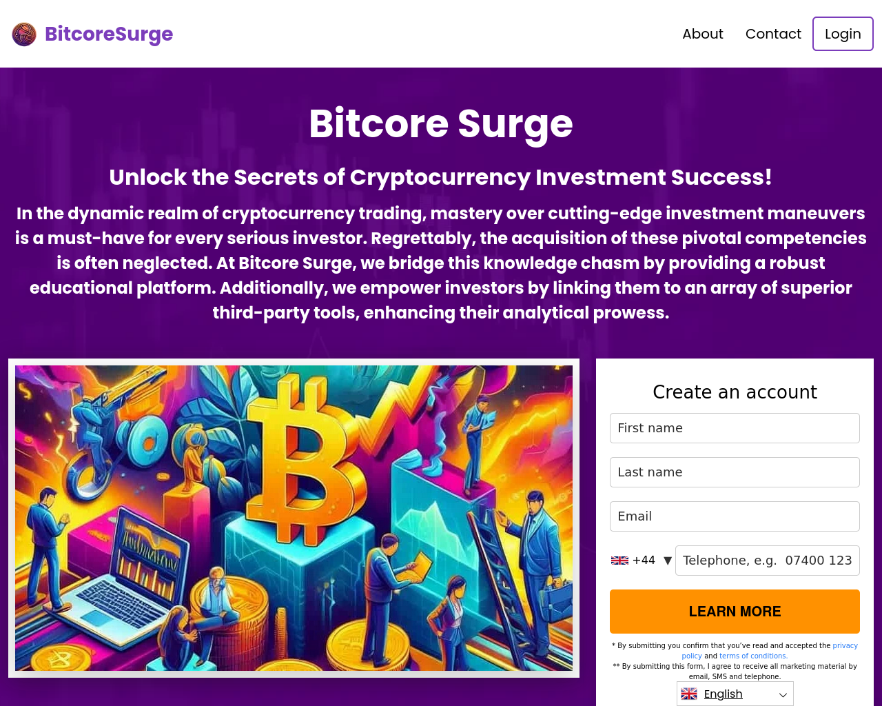 Screenshot von bitcoresurge.app