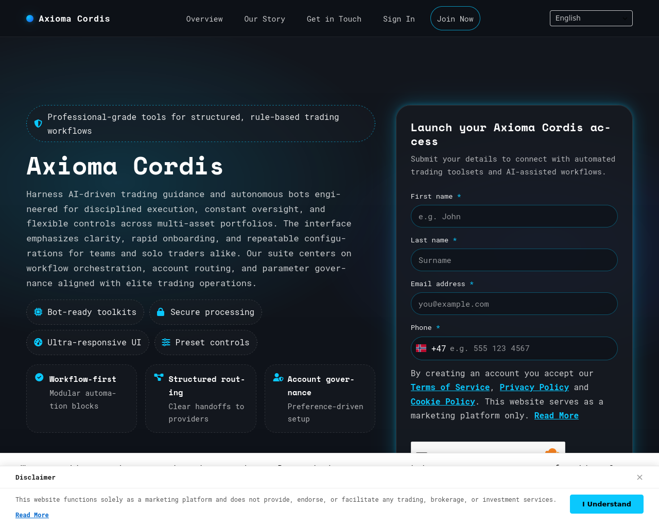 Screenshot of axiomacordis-tech.com