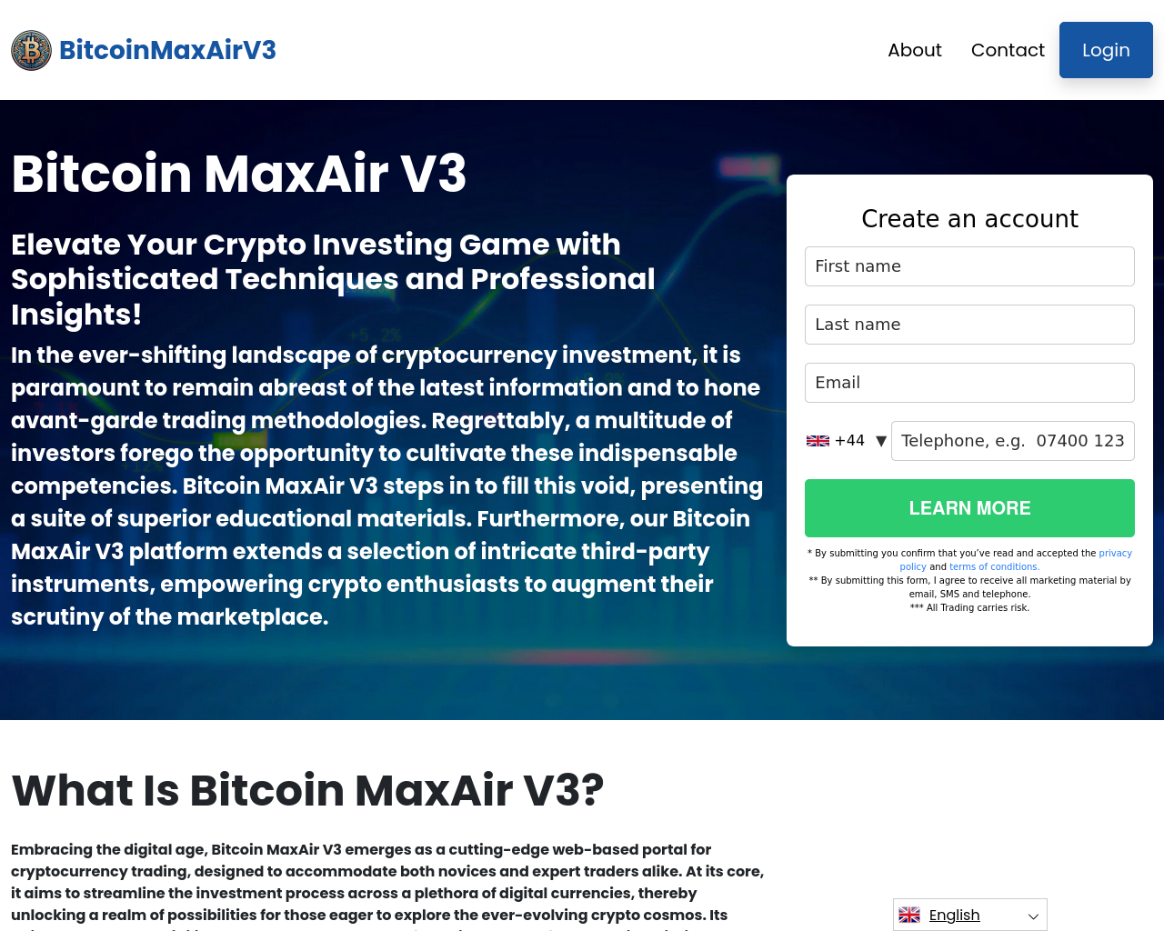 Screenshot von bitcoinmaxair.app