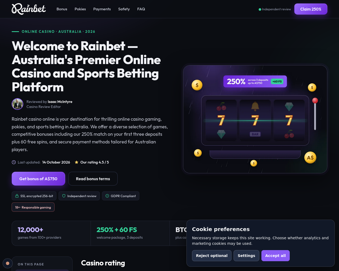 Screenshot of aus-rainbets.com
