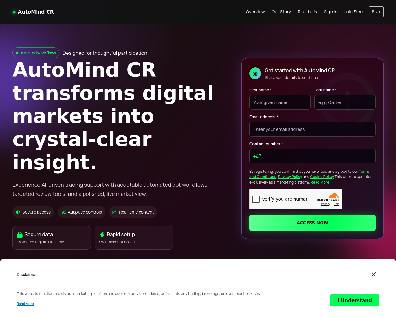 Screenshot of automindcr.digital