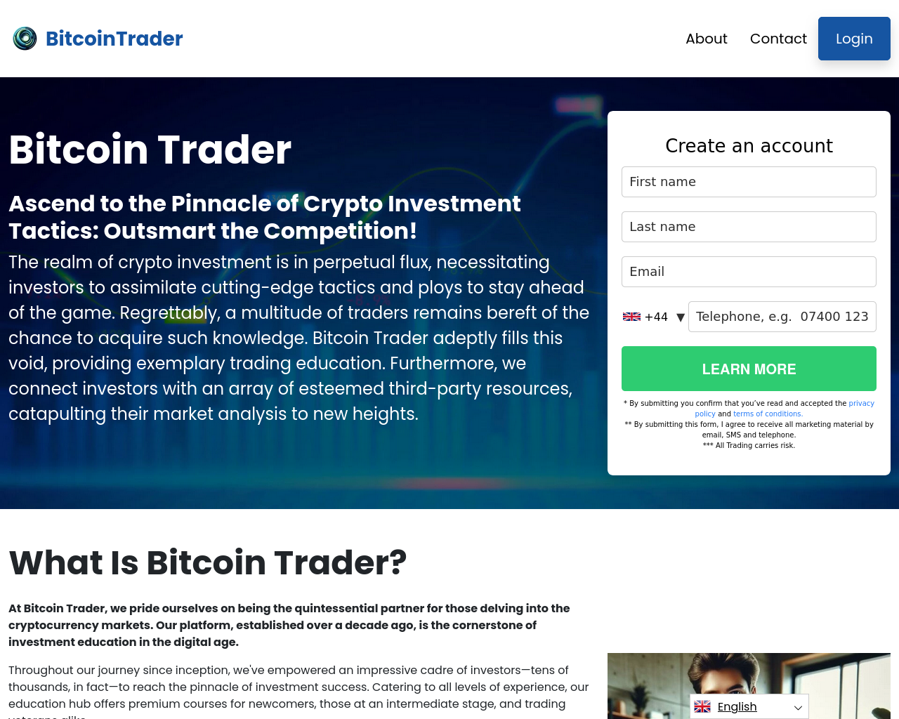 Captura de pantalla de bitcointraderapp.io