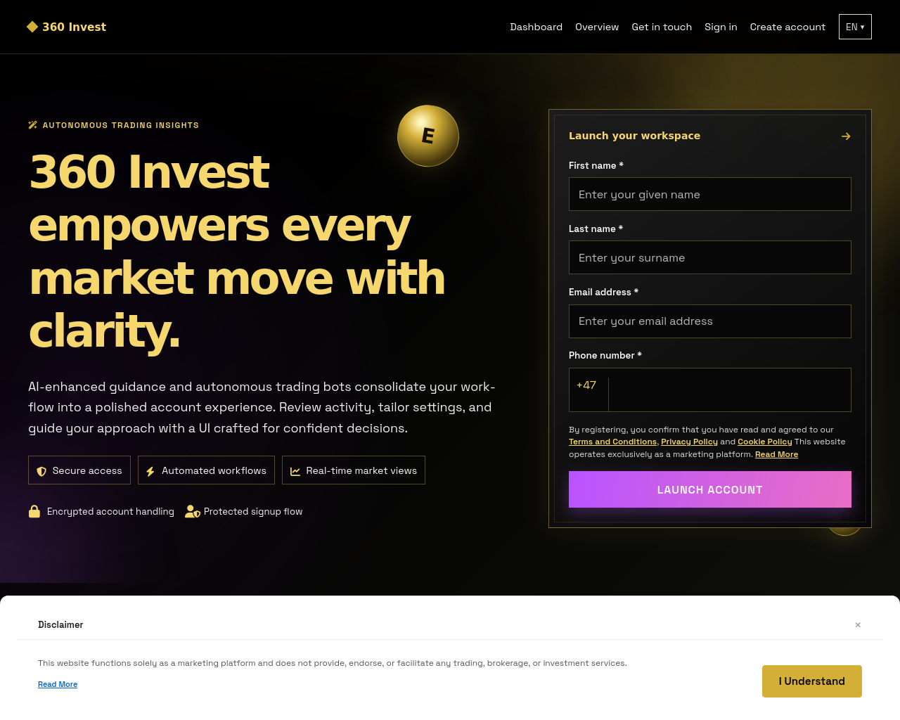 لقطة شاشة لـ 360invest.digital