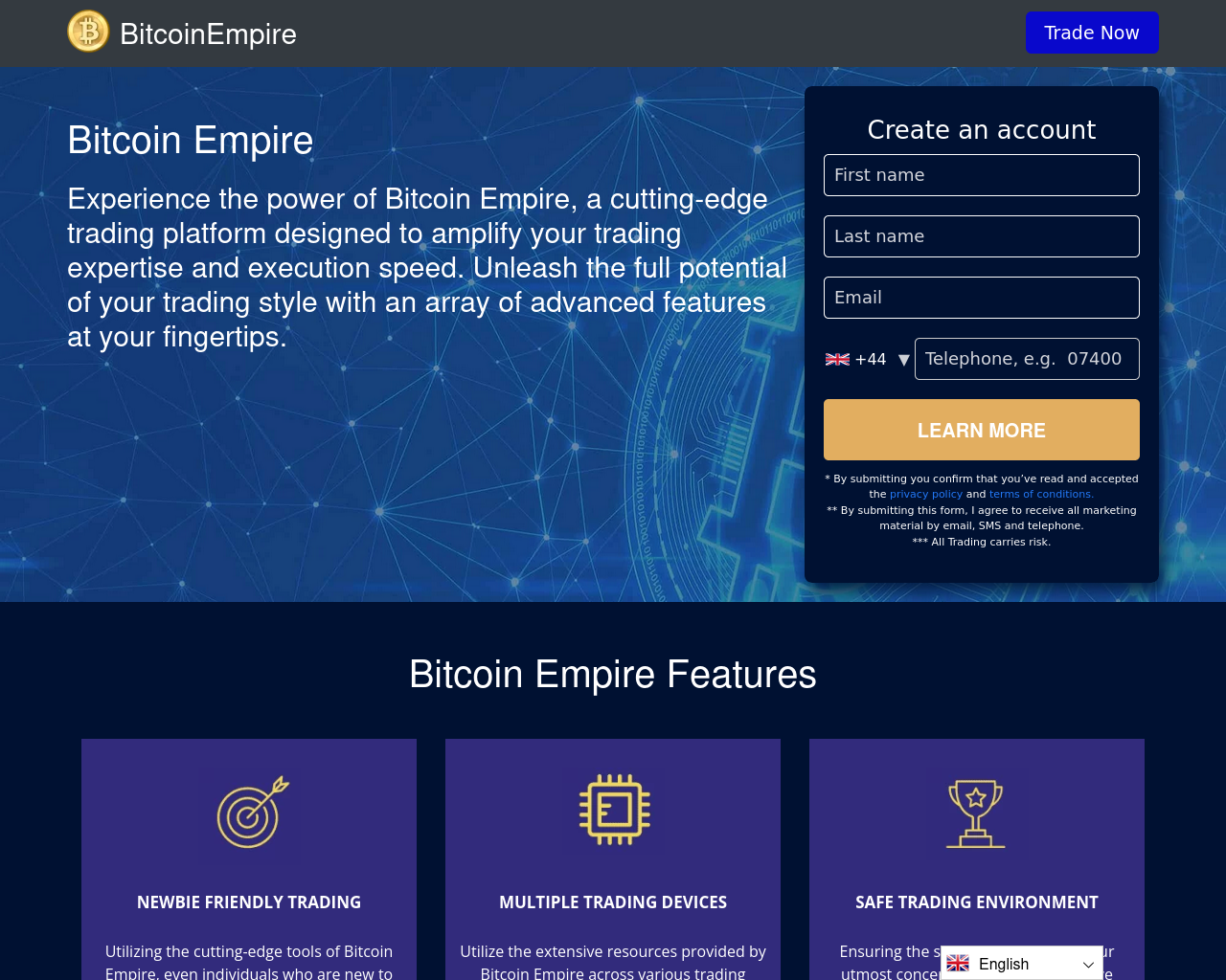 Screenshot von bitcoin-empire.org
