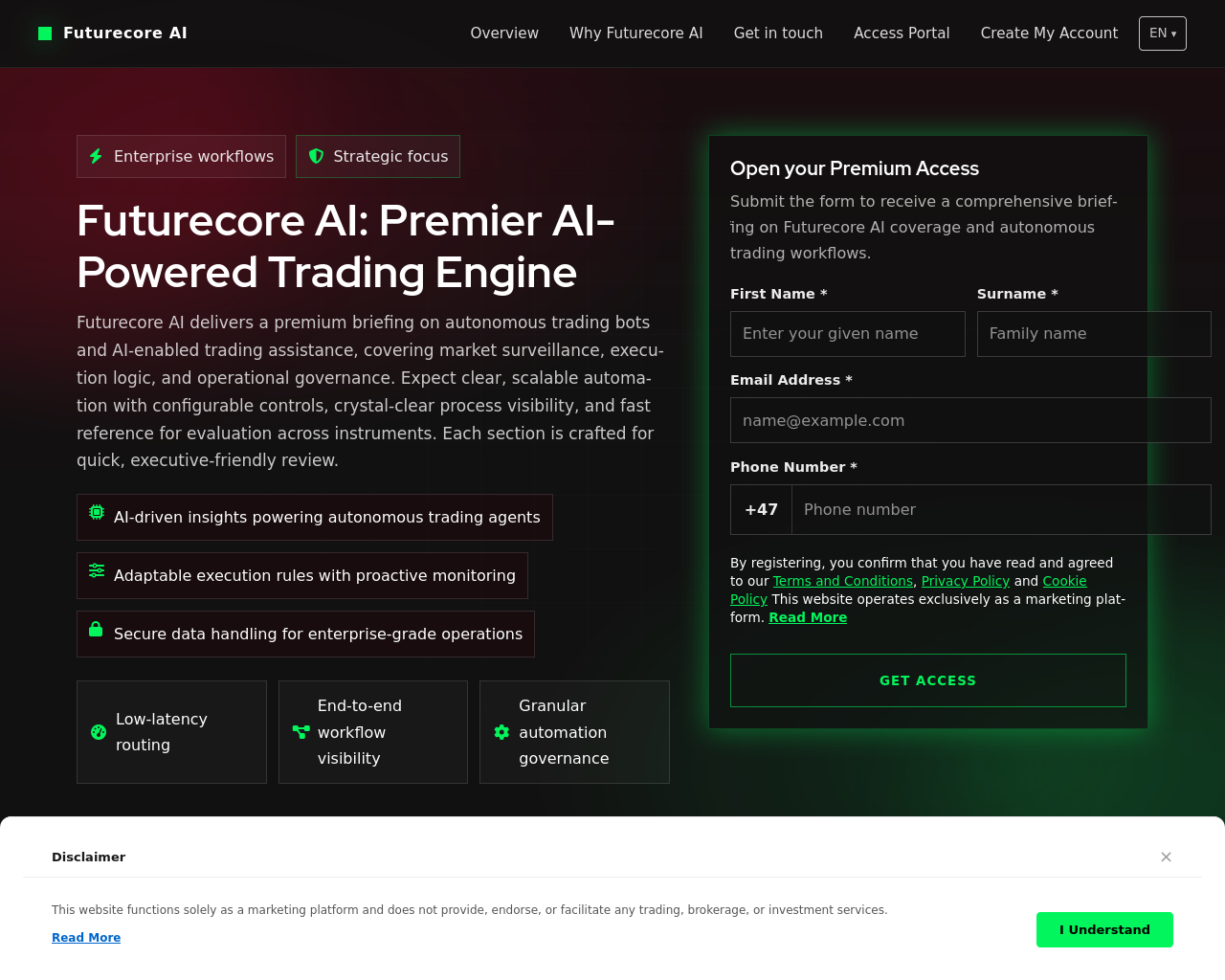Screenshot of futurecoreai.click