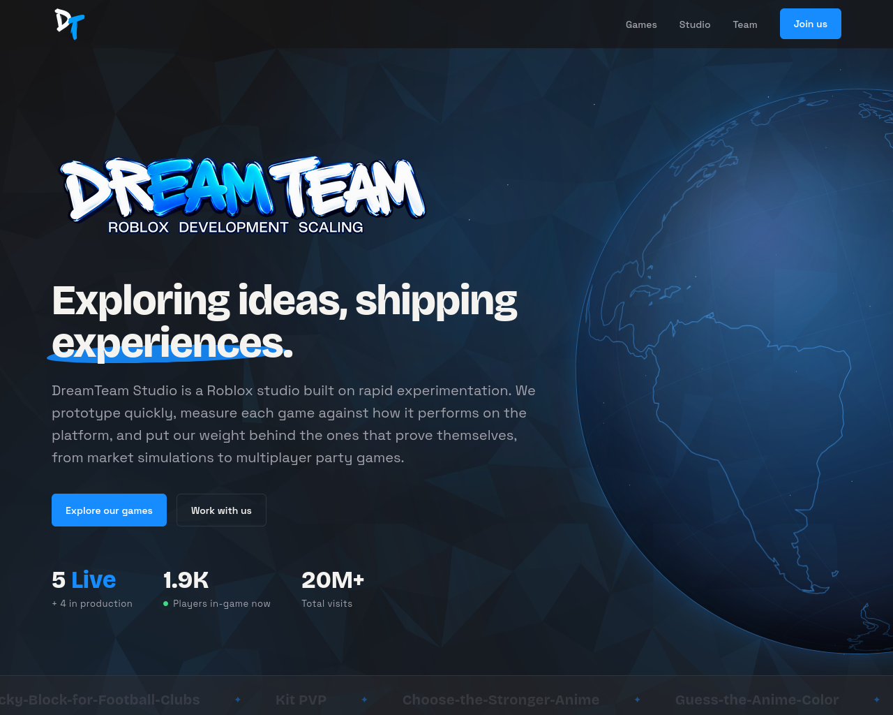 Снимок экрана dreamteamworks.com