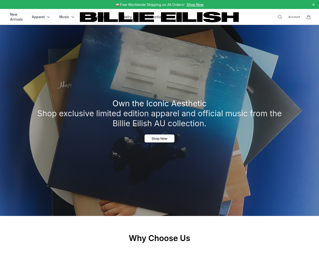 Tangkapan layar billieeilishdustore.shop