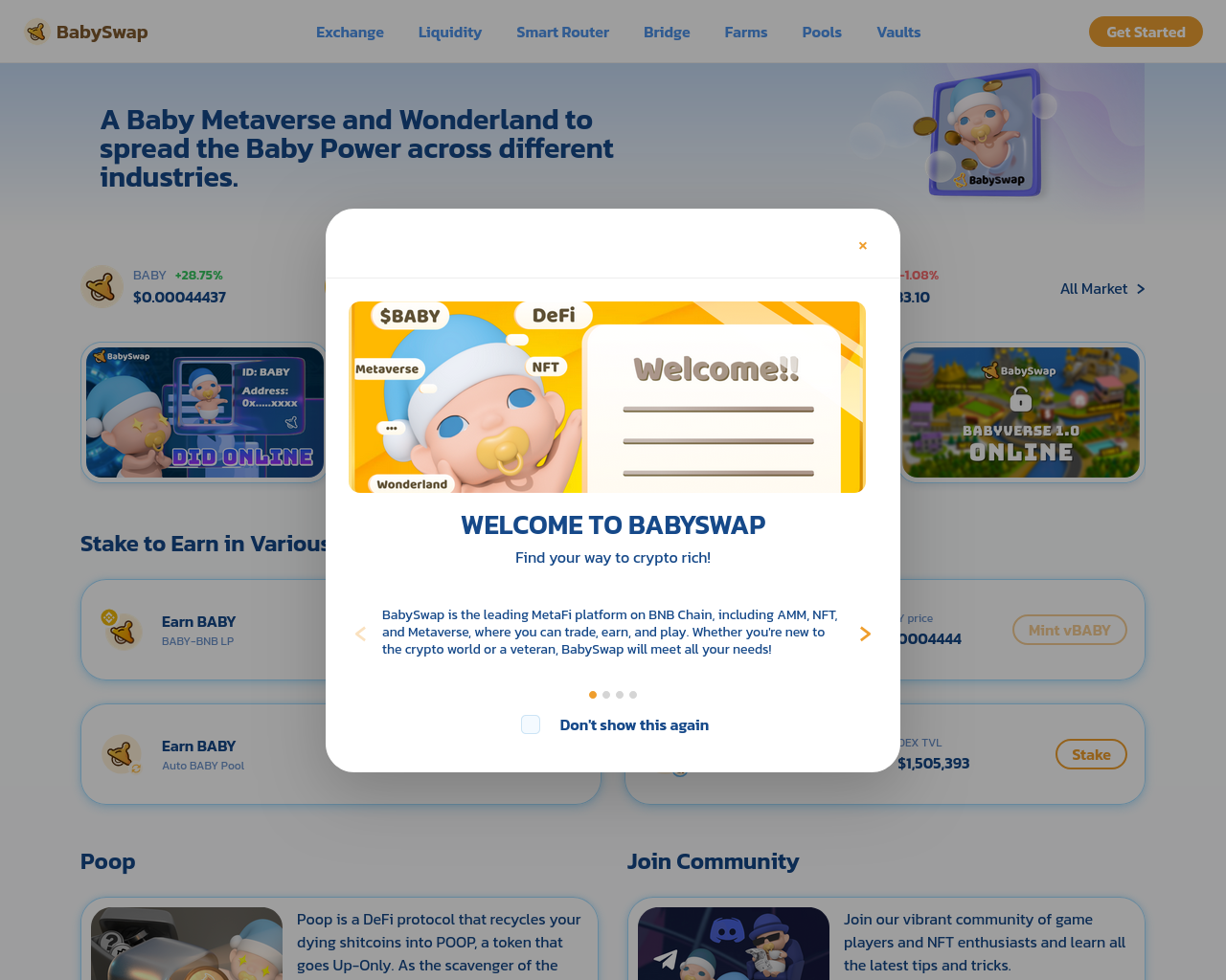 Снимок экрана babyswap.co