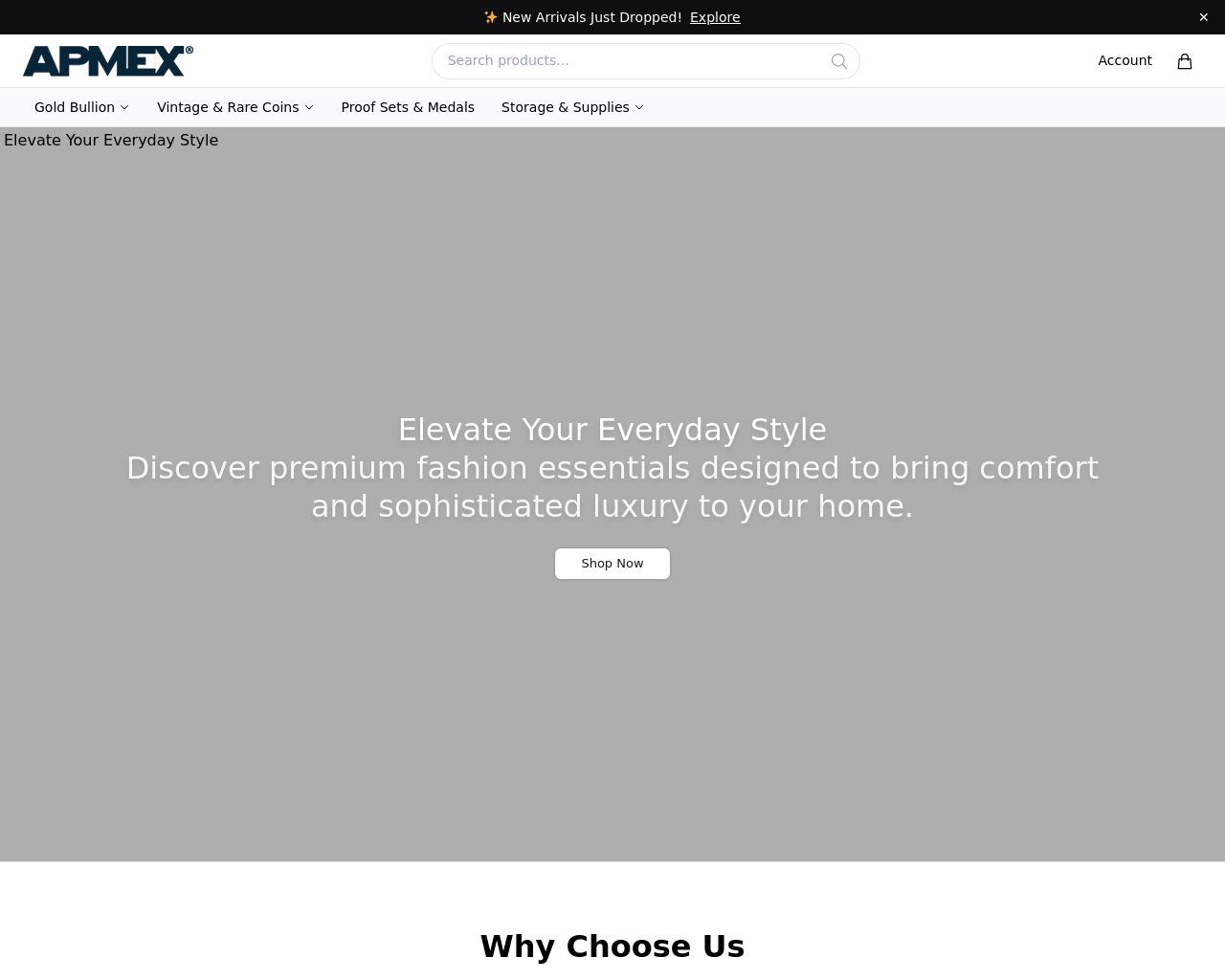 Screenshot of apmexbullions.com