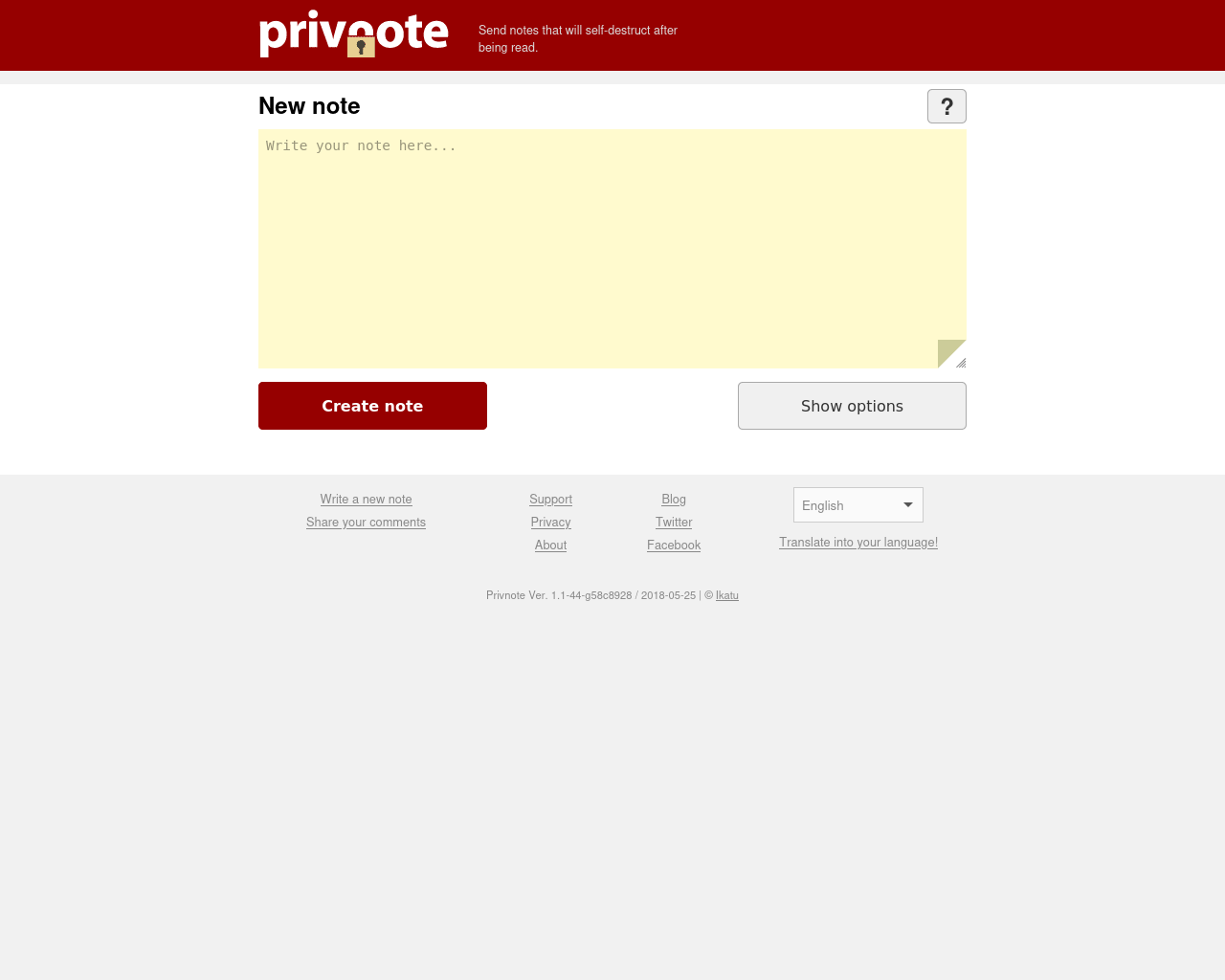 Captura de pantalla de privnote.one