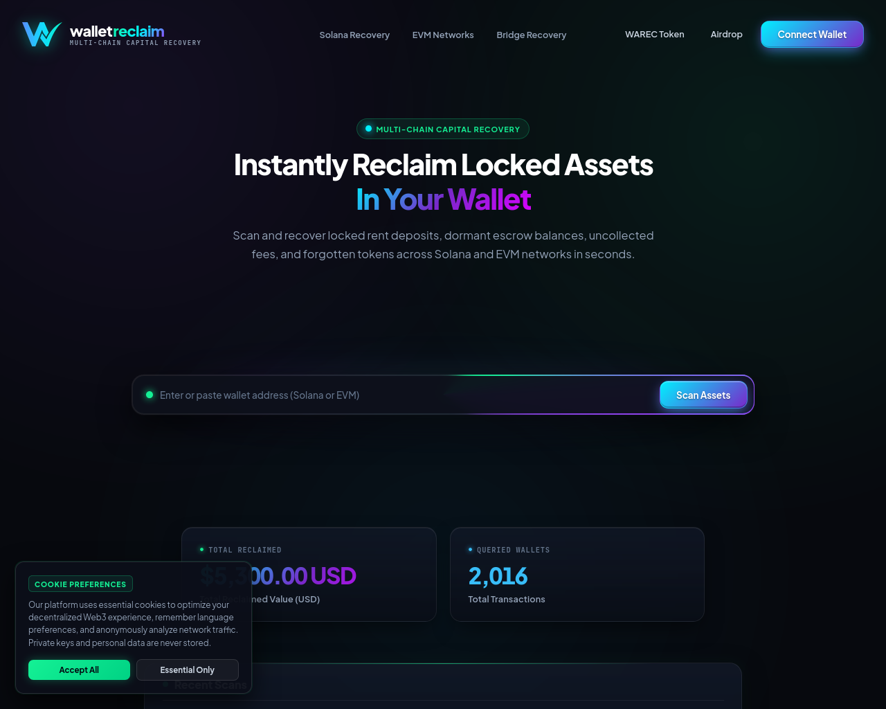 Screenshot of walletreclaim.com