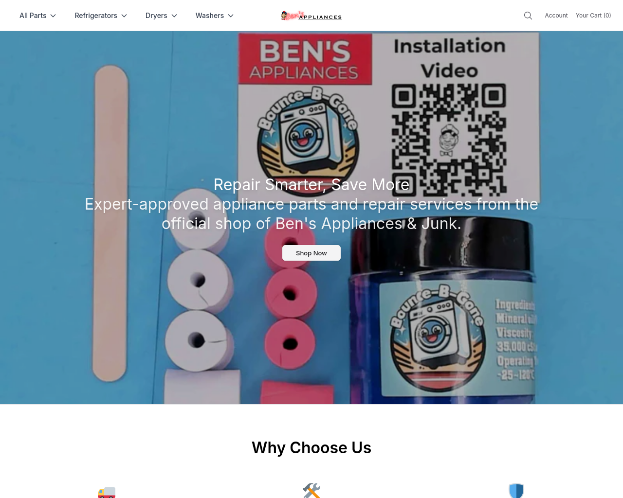 Screenshot of bensappliancesplus.shop