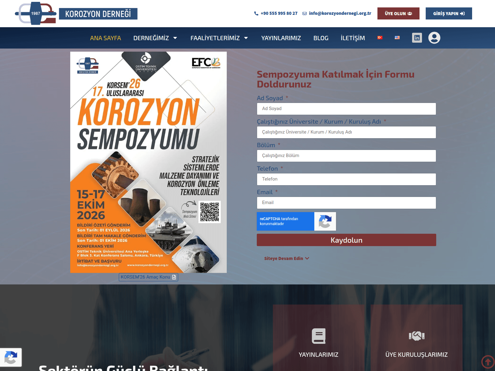 Screenshot of korozyondernegi.org.tr