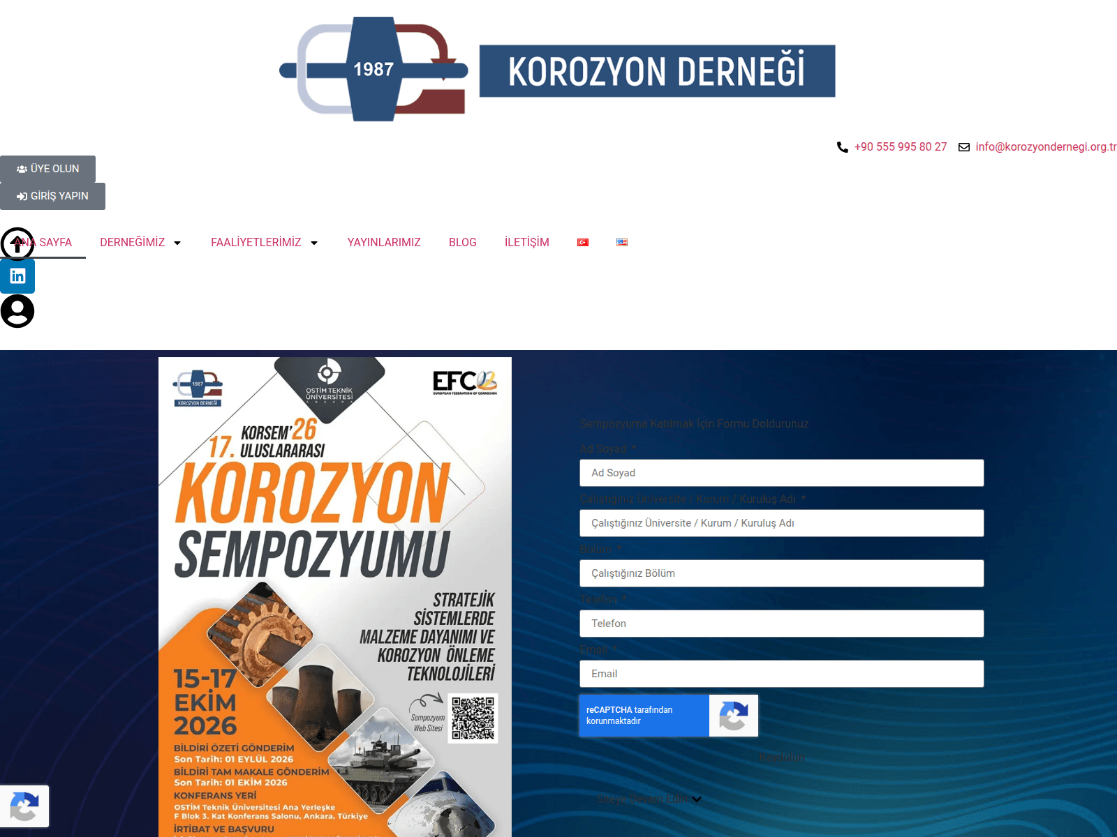 Screenshot of korozyondernegi.org.tr