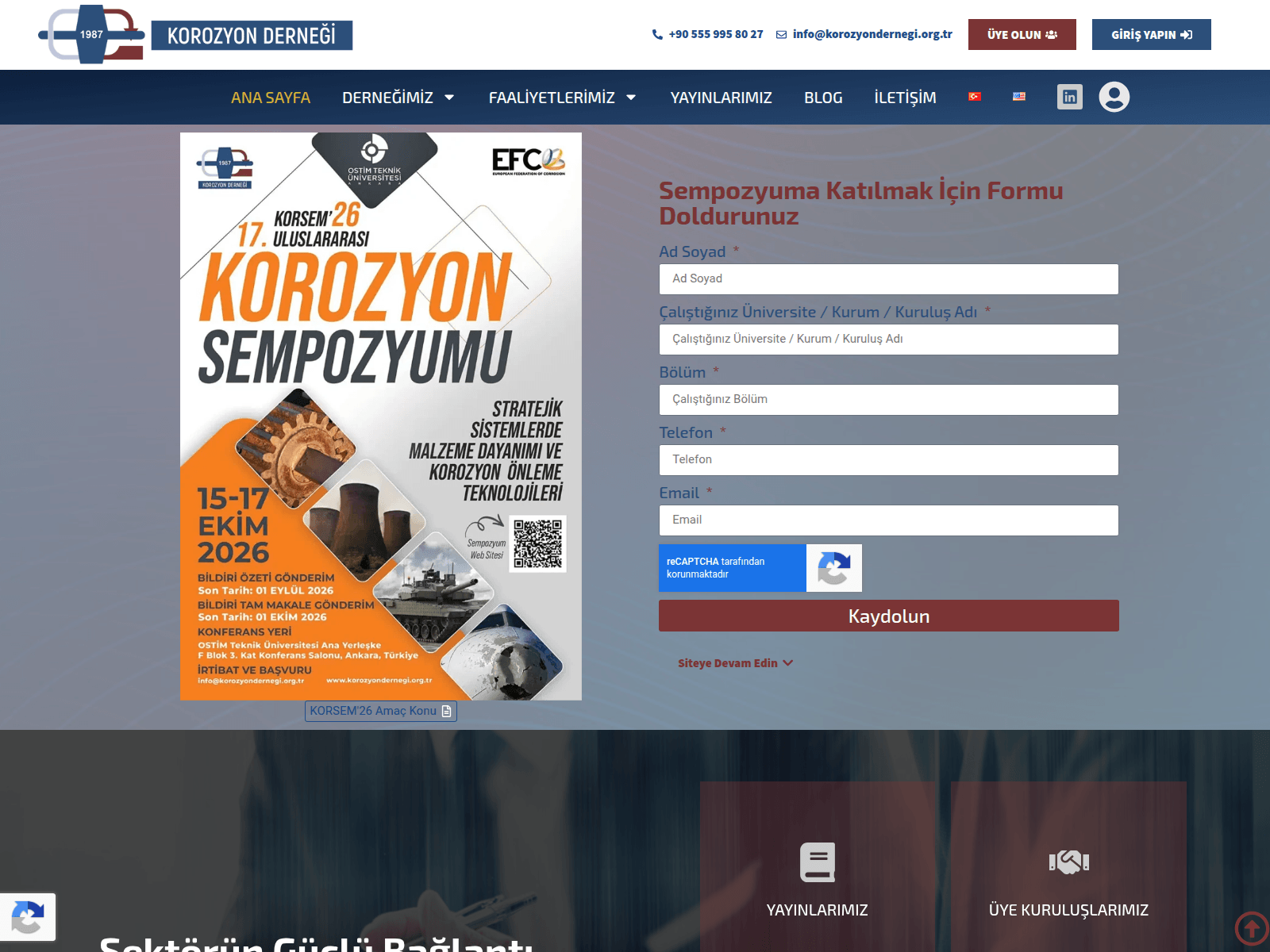 Screenshot of korozyondernegi.org.tr