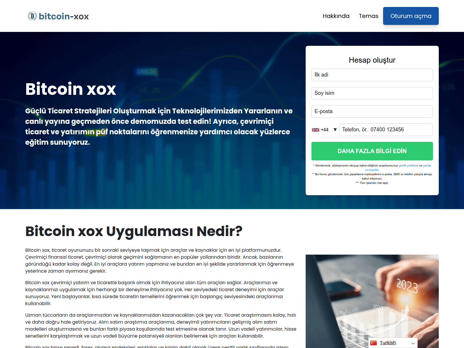Screenshot von bitcoinxox.app