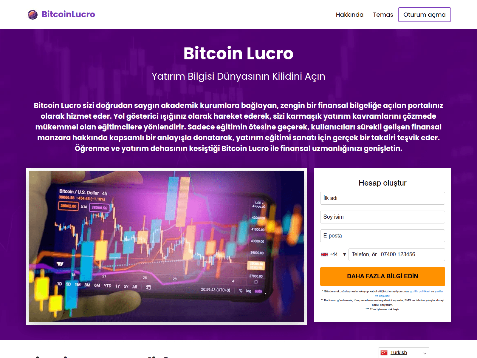 Screenshot von bitcoinlucro.io