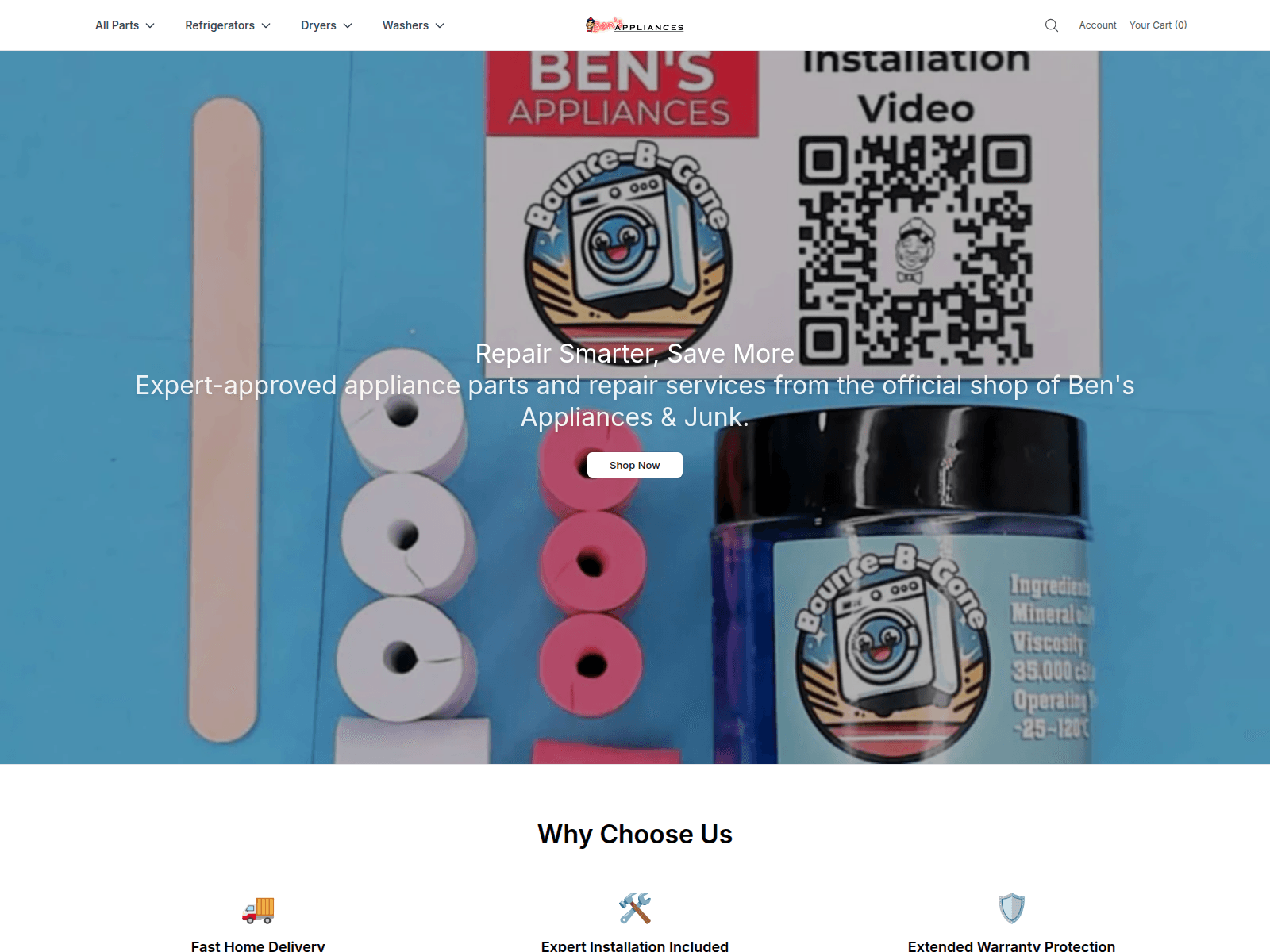 Screenshot of bensappliancesplus.shop