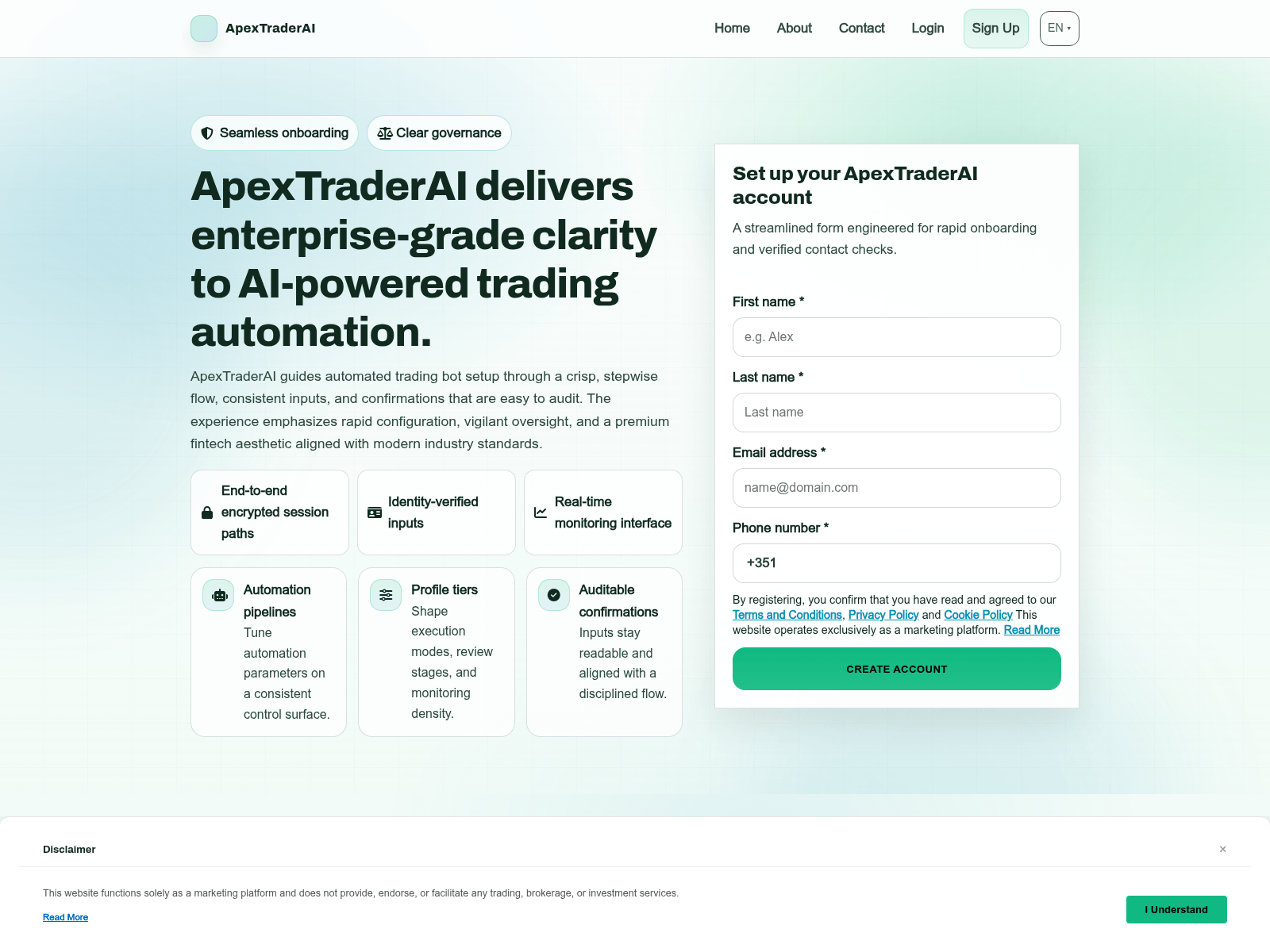 Screenshot of apextraderai.shop