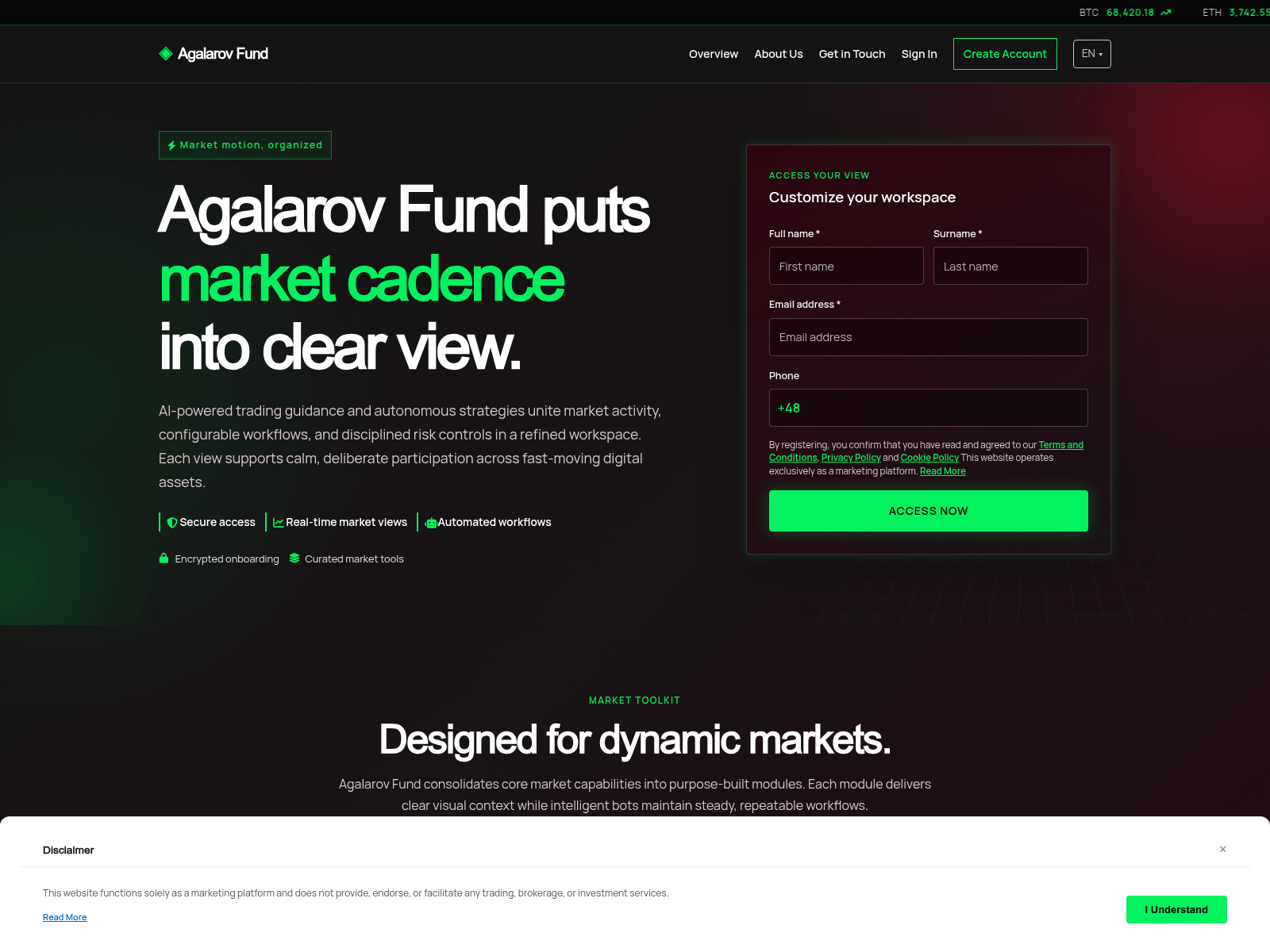 Screenshot of agalarovfund.digital