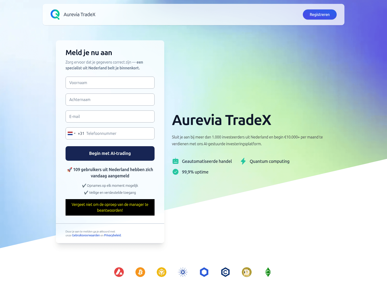 Screenshot of aureviatradextrade.com