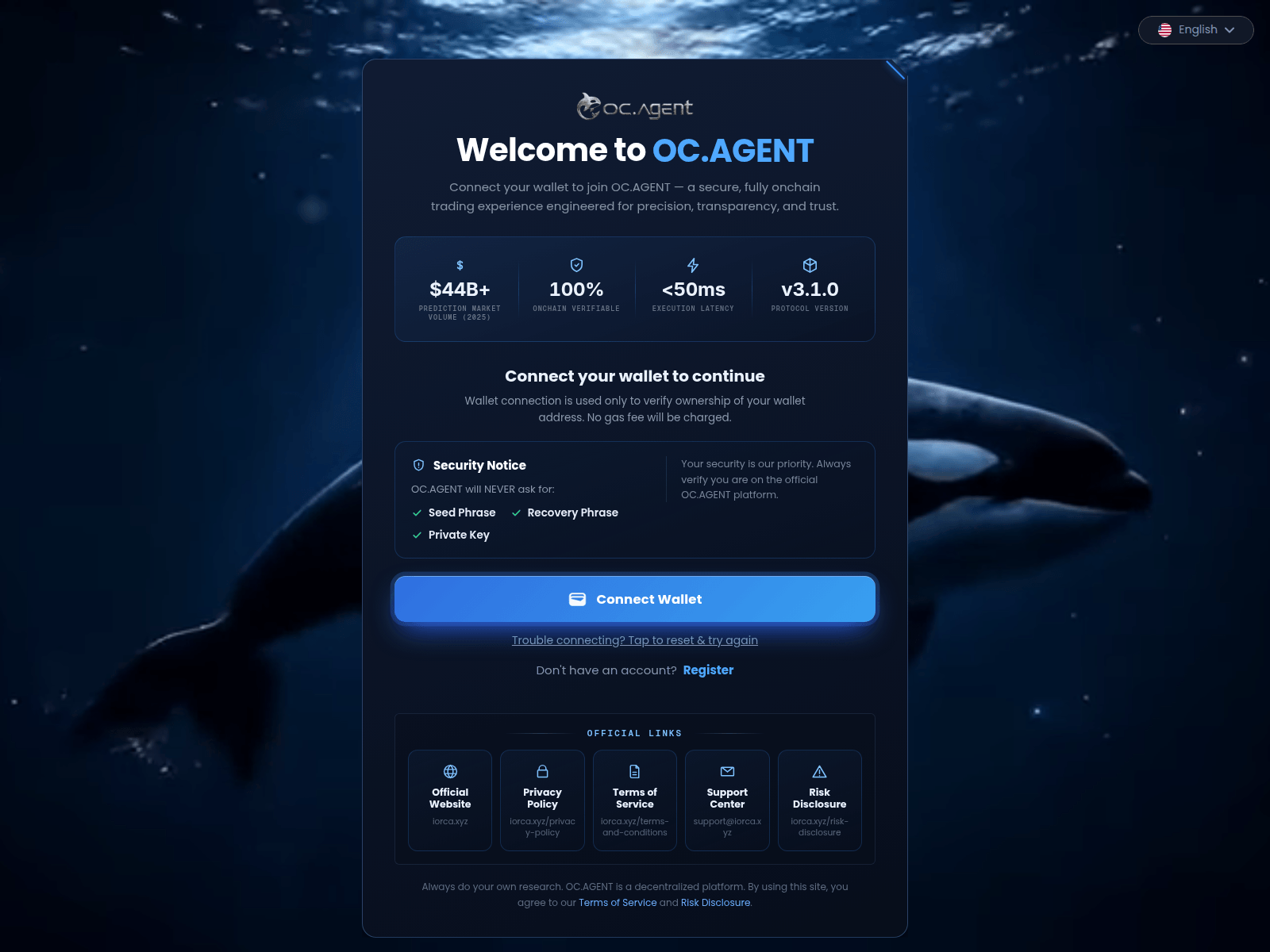Знімок екрана dapp.ocagent.us