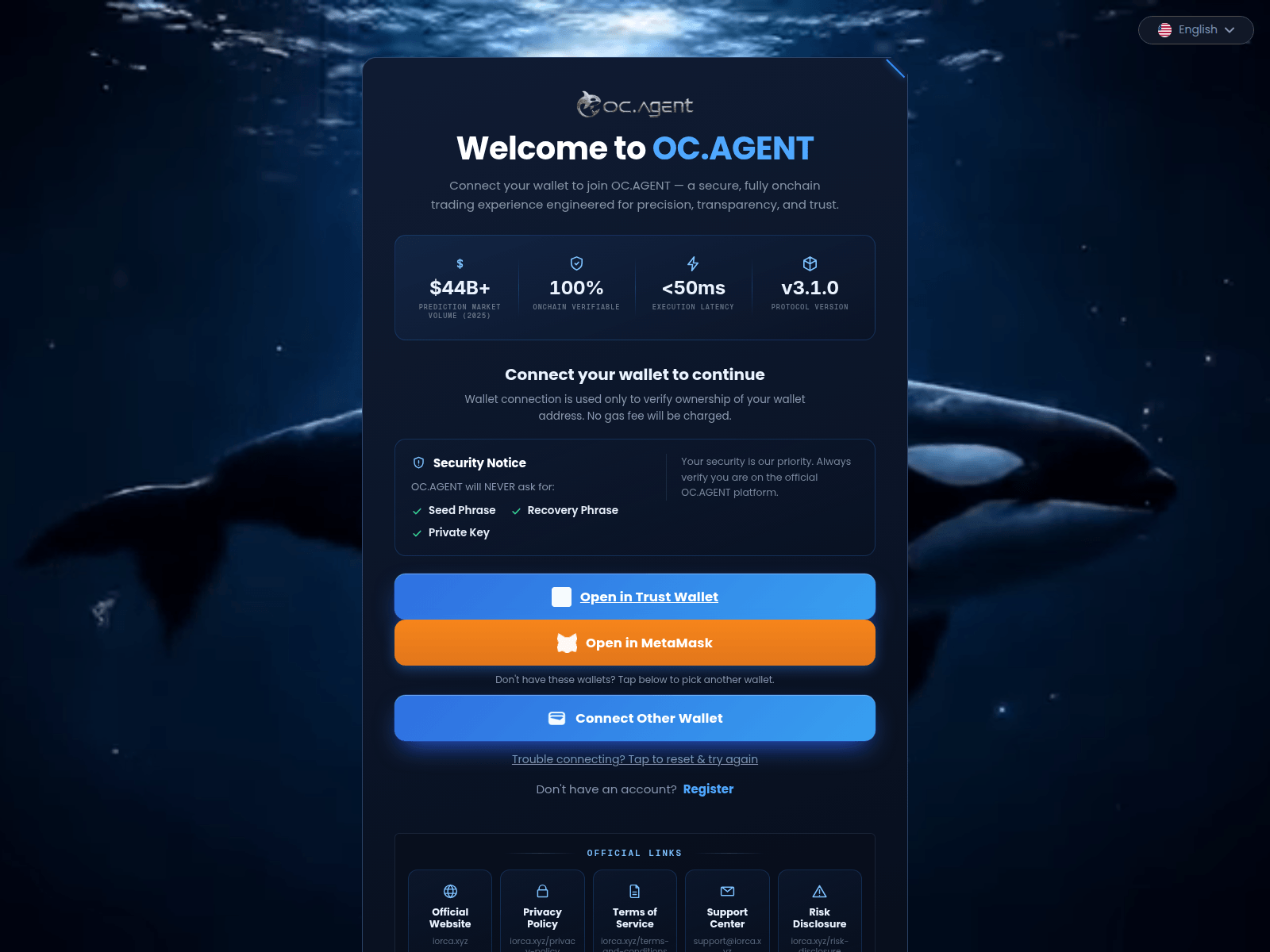 Знімок екрана dapp.ocagent.us