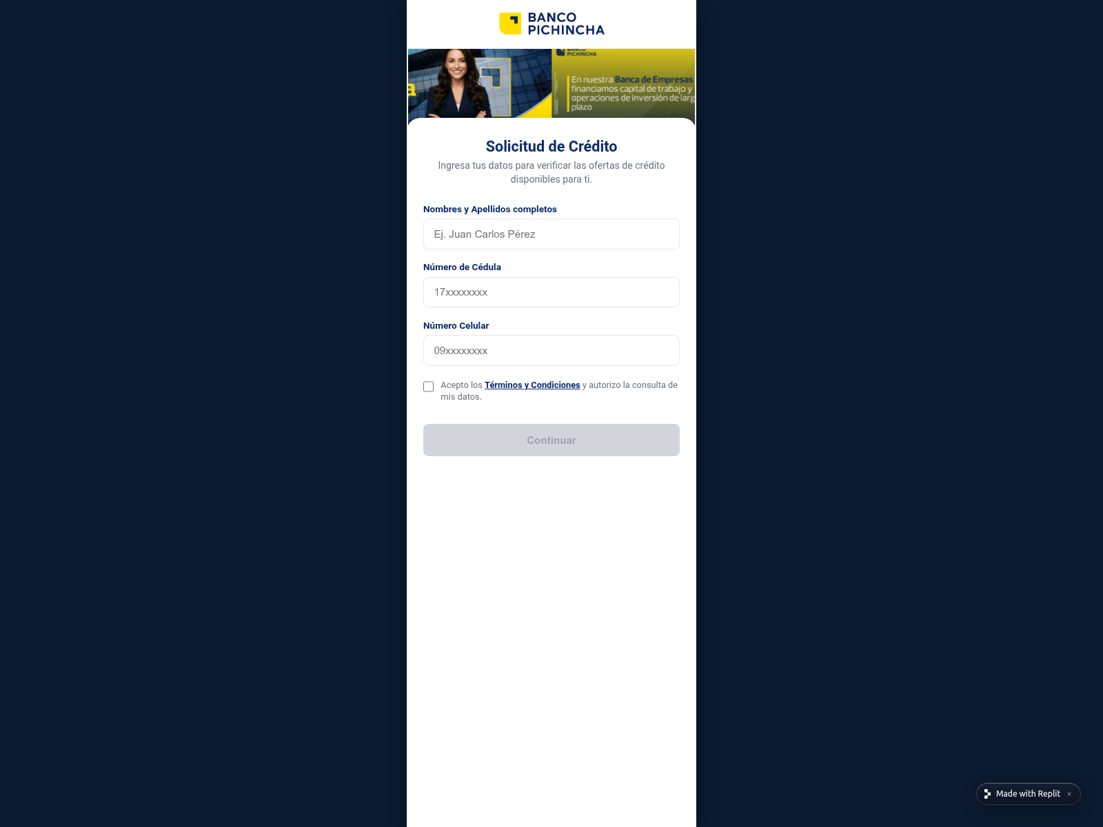 Screenshot of oiuytfghjkdfgvbn--crediecuador1.replit.app