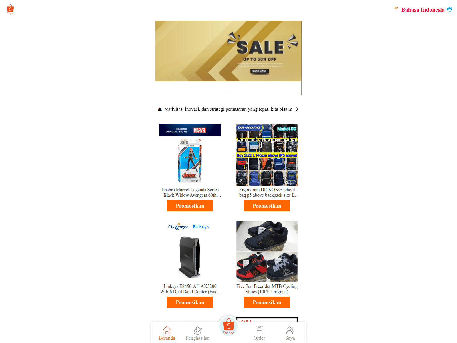 Снимок экрана pendaftaranseller.online