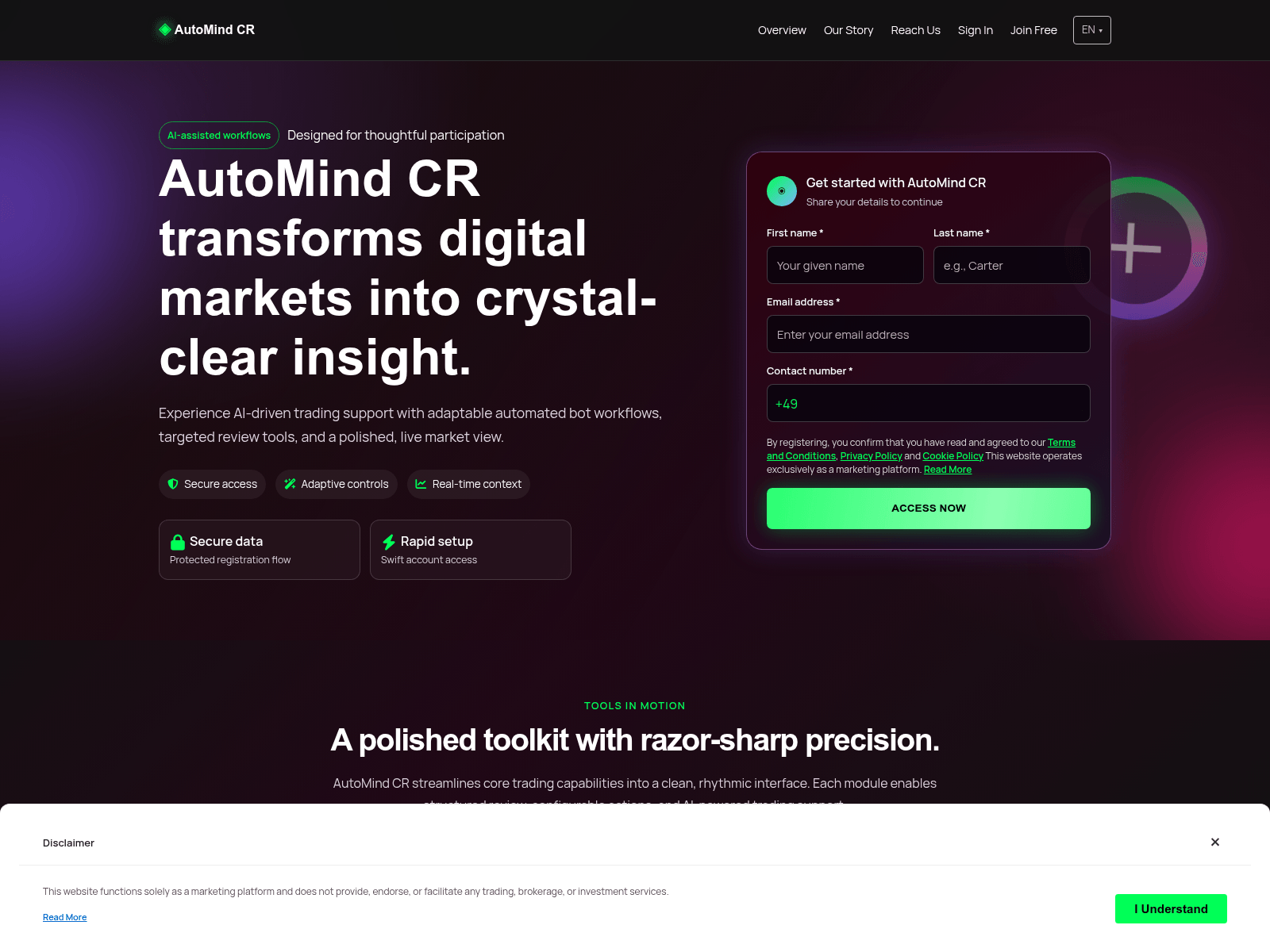 Screenshot of automindcr.digital