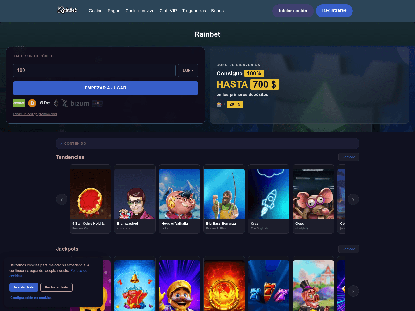 Screenshot of rainbet-enlinea.es