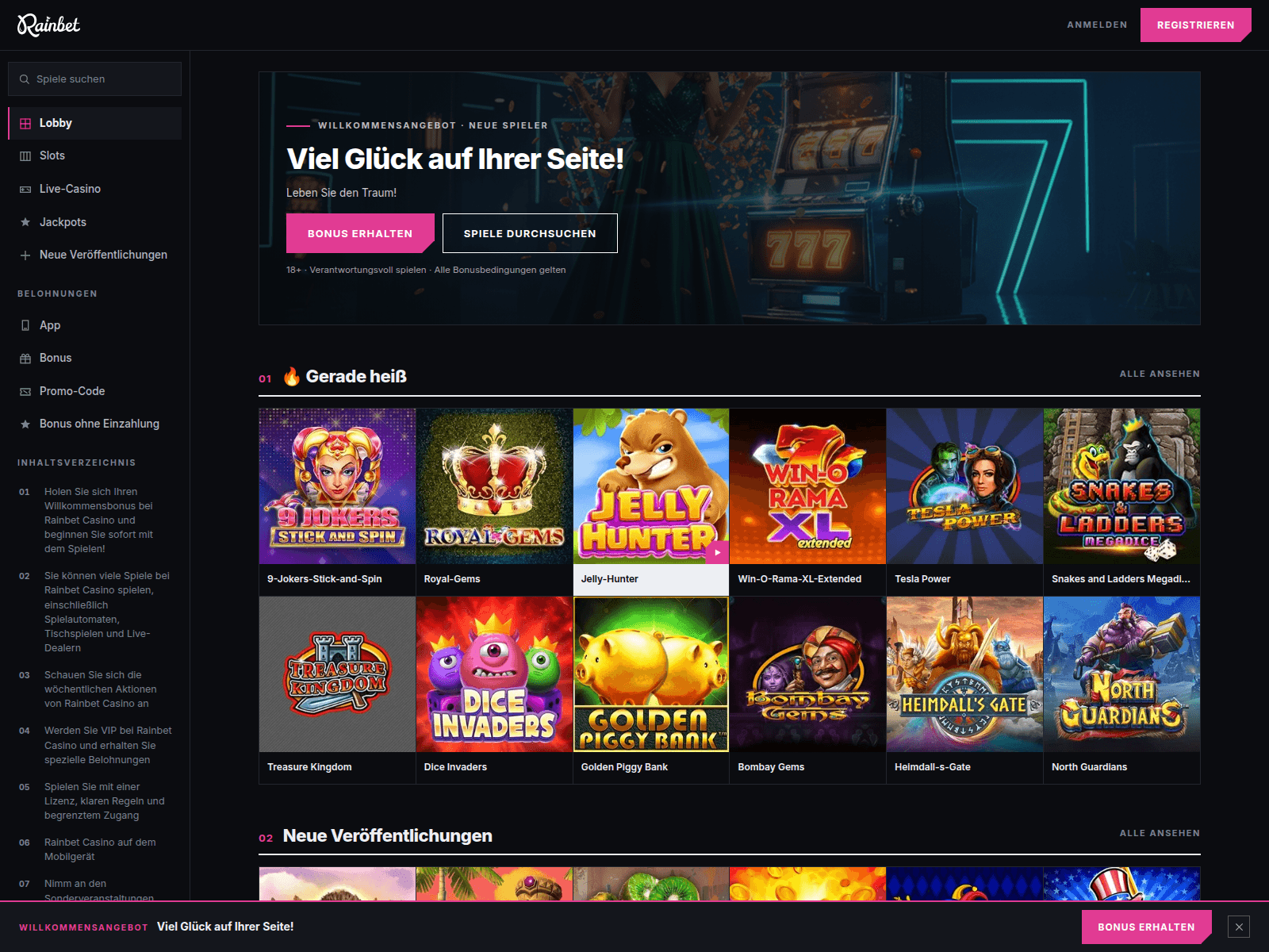 Screenshot of rainbet-de.de.com