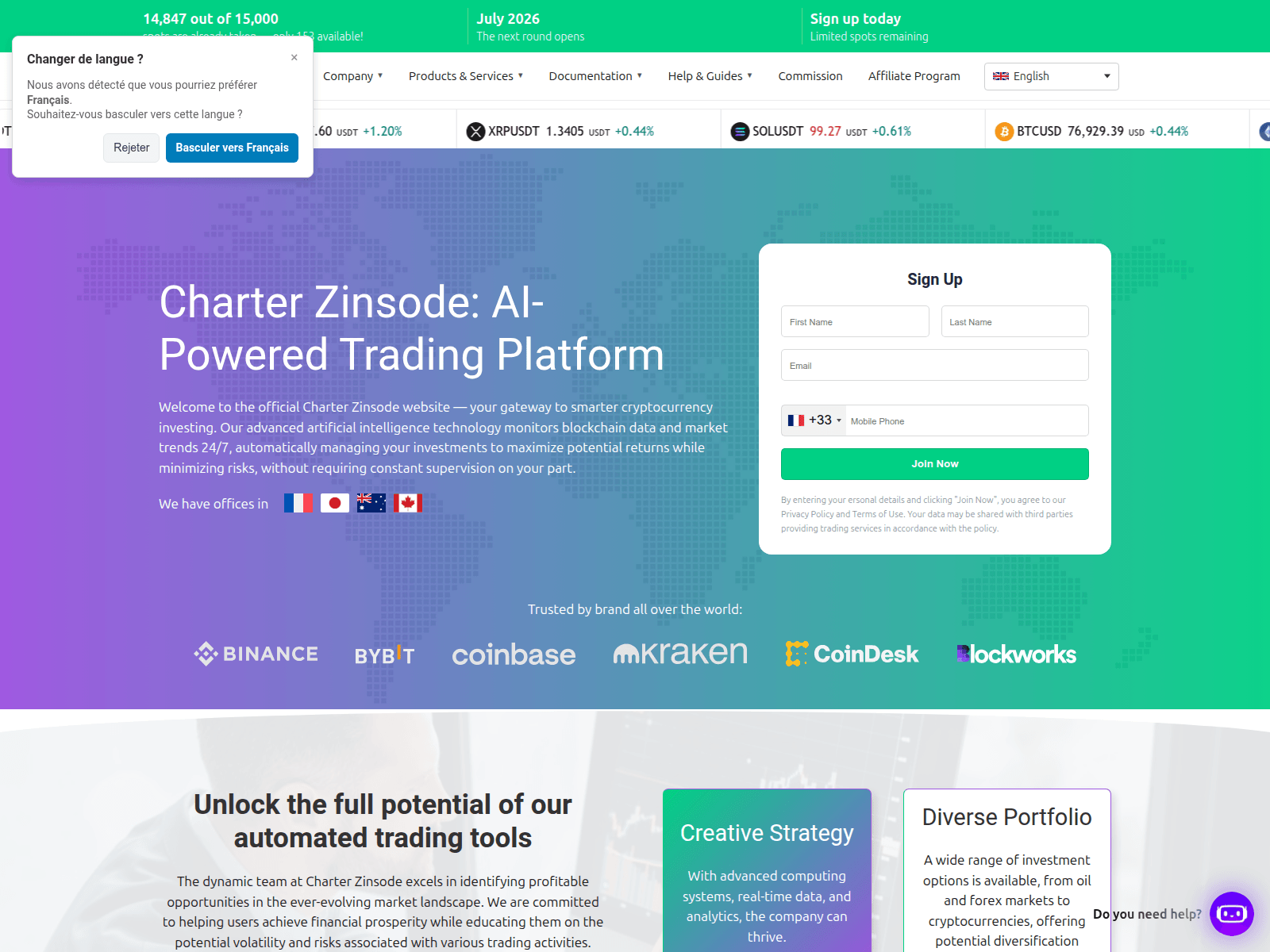 Capture d’écran de charter-zinsode.com