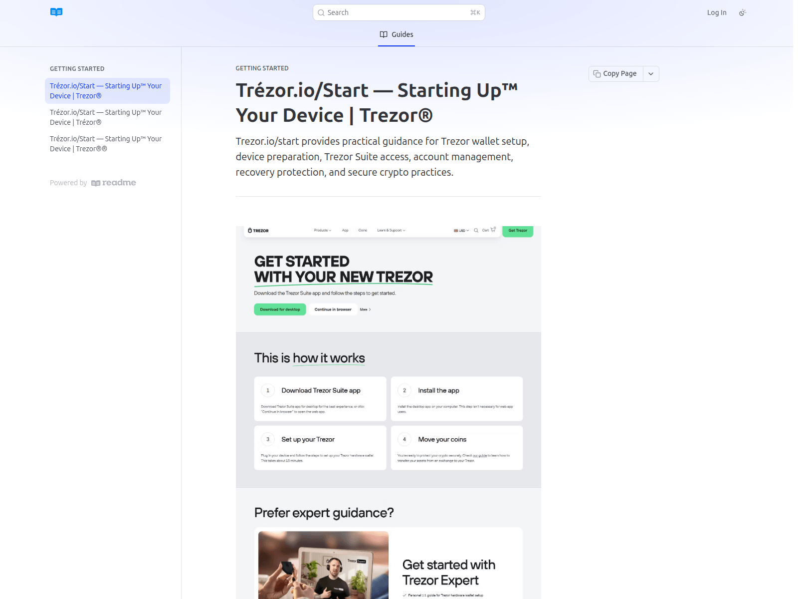 Screenshot of webiostart.readme.io