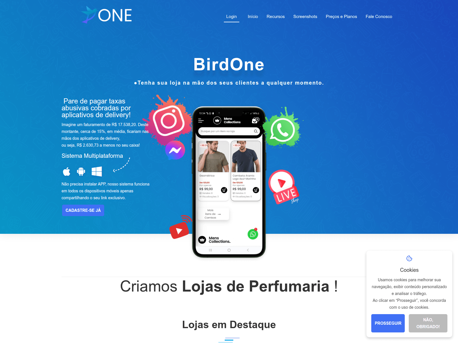 Captura de tela de birdone.com.br