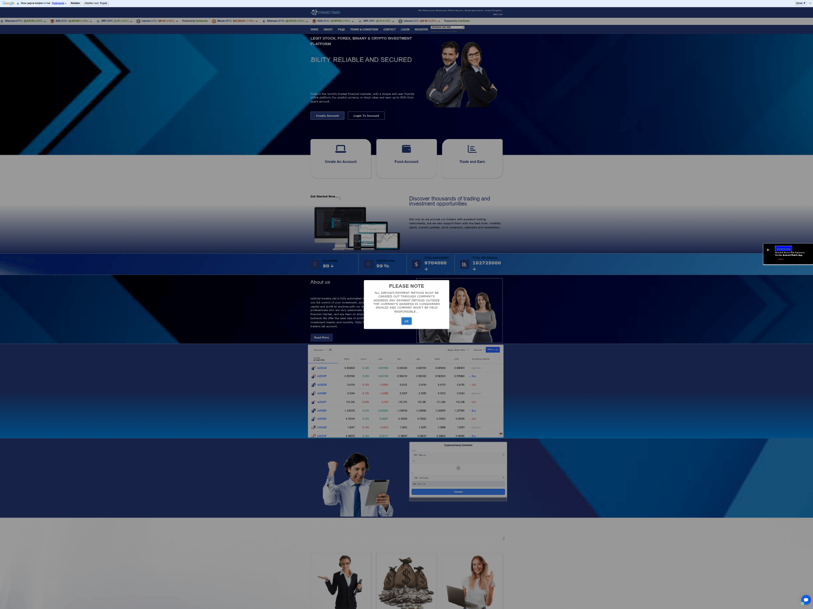 Screenshot of optimal-trader.net