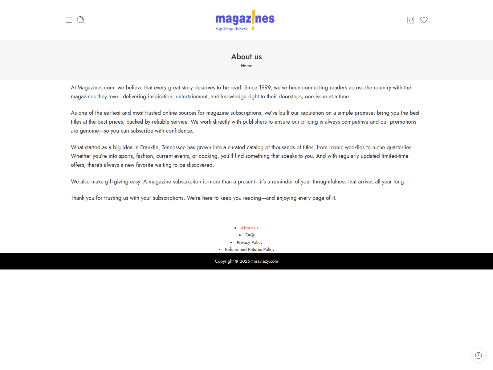 Screenshot of magazinesread.com