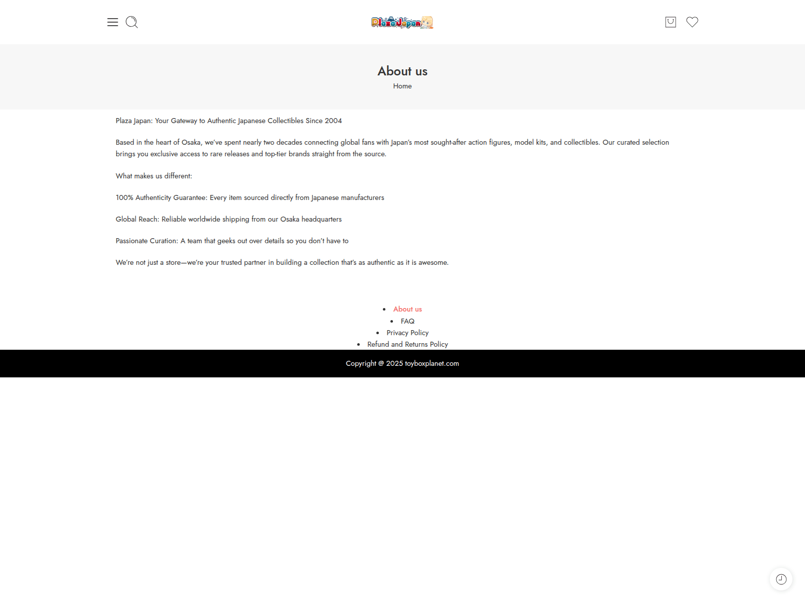 Screenshot of plazajapanfigures.com