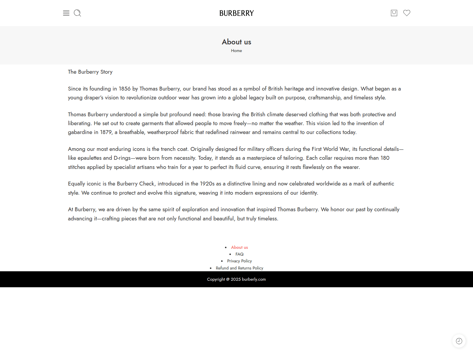 Screenshot of burberryattire.com