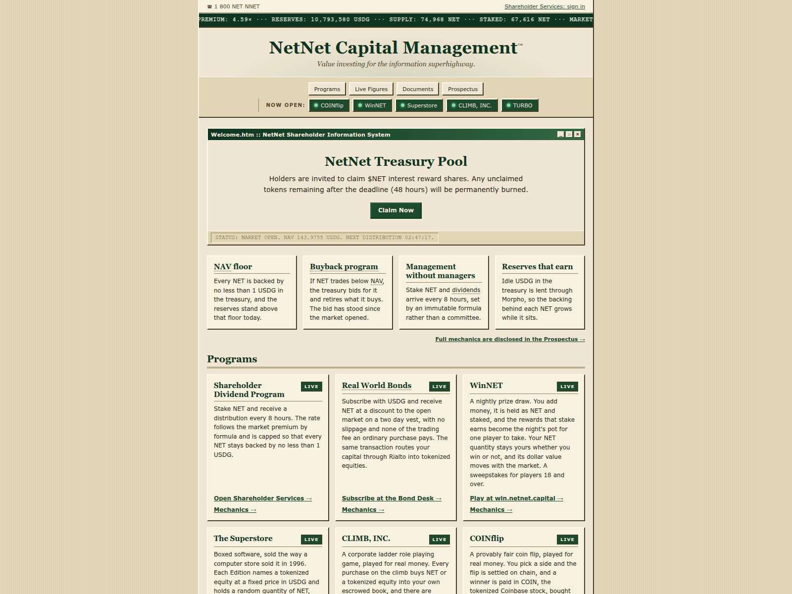 Screenshot of netnetcapital.life