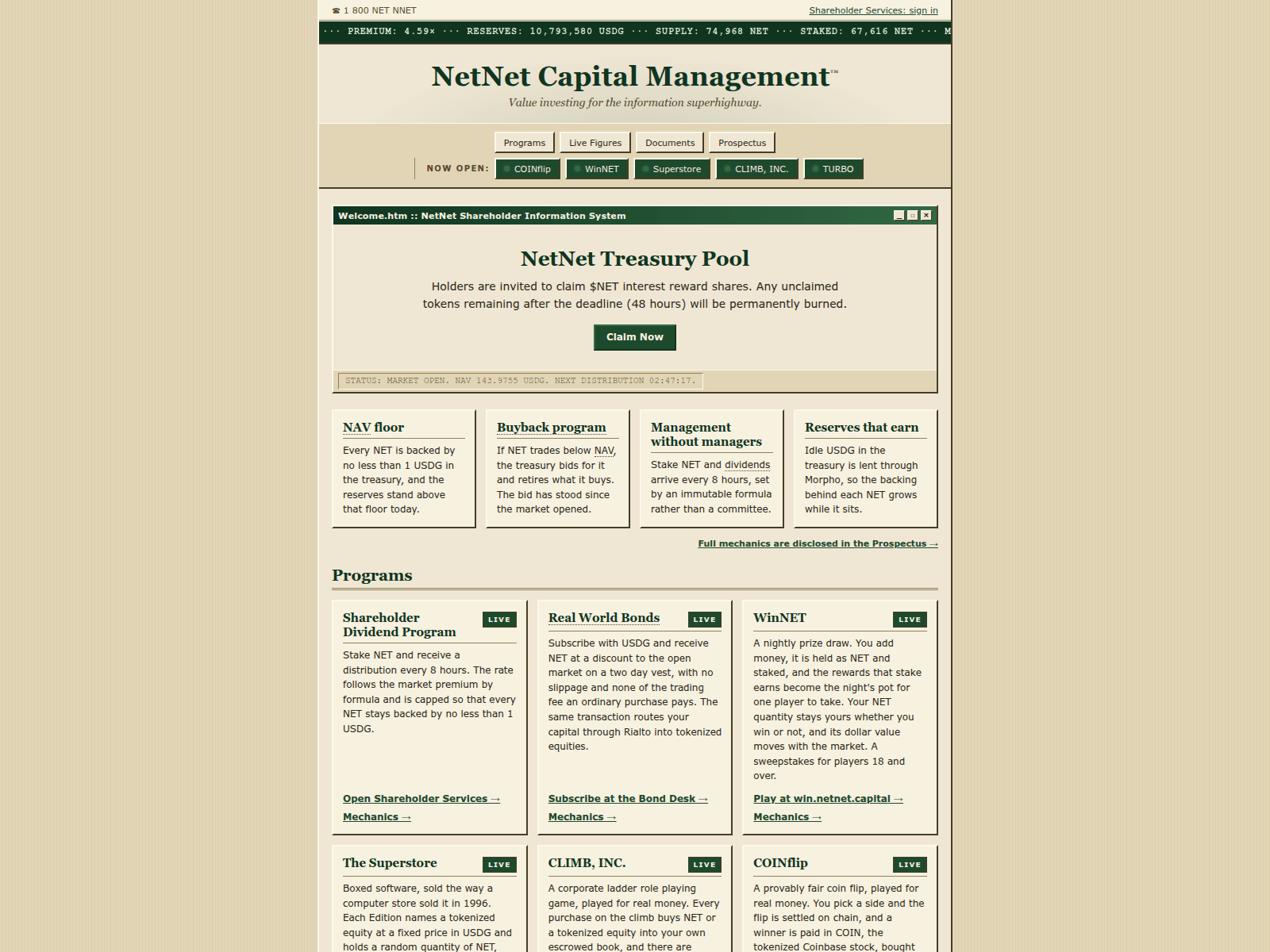 Screenshot of netnetcapital.mom
