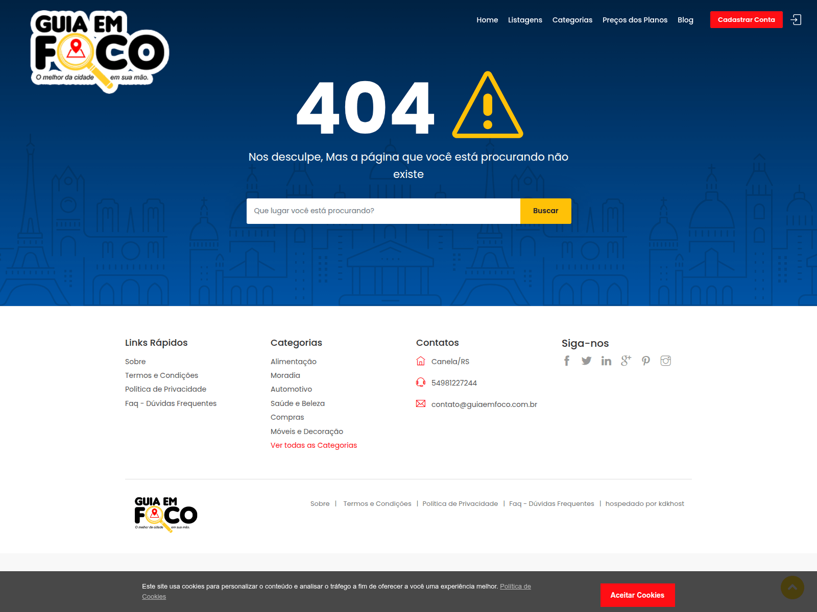 Screenshot of guiaemfoco.com.br