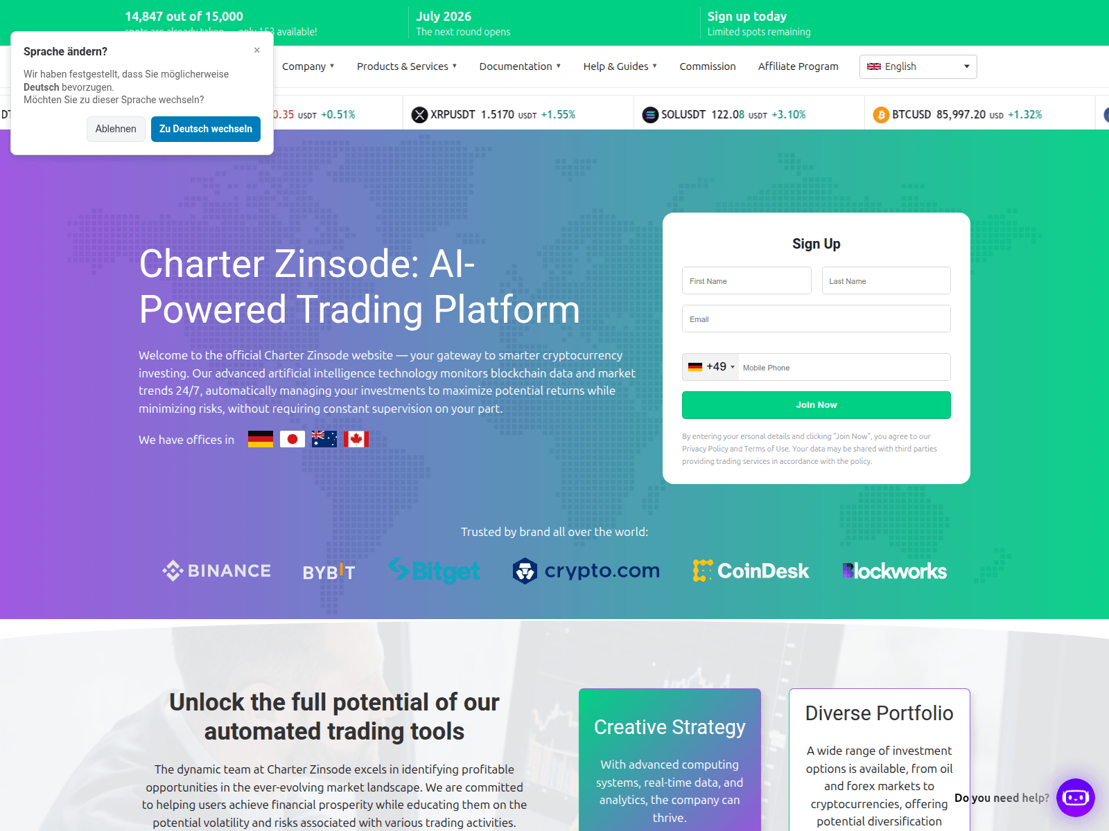 Capture d’écran de charter-zinsode.com