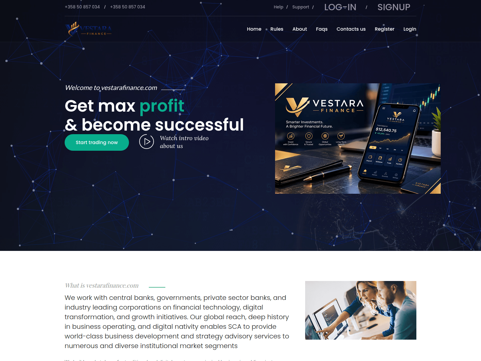 Screenshot of vestarafinance.com
