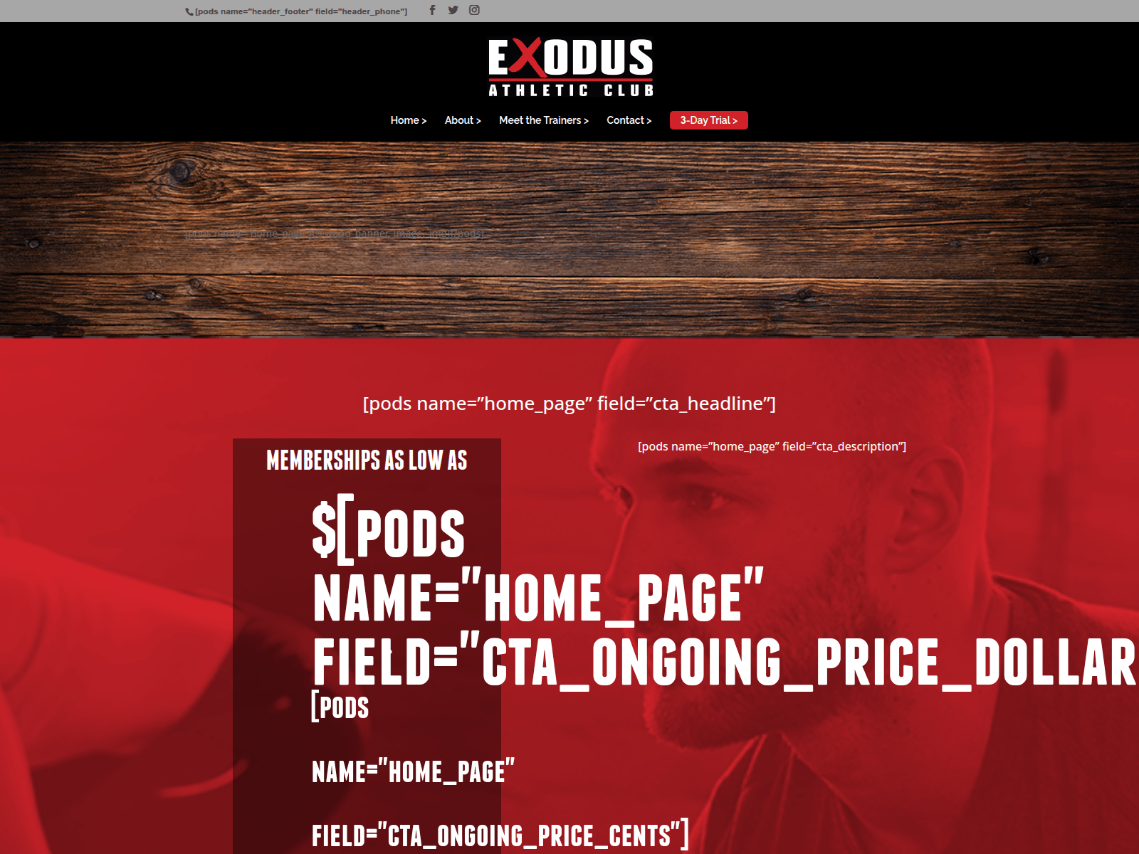 Screenshot von exodusathleticclub.com